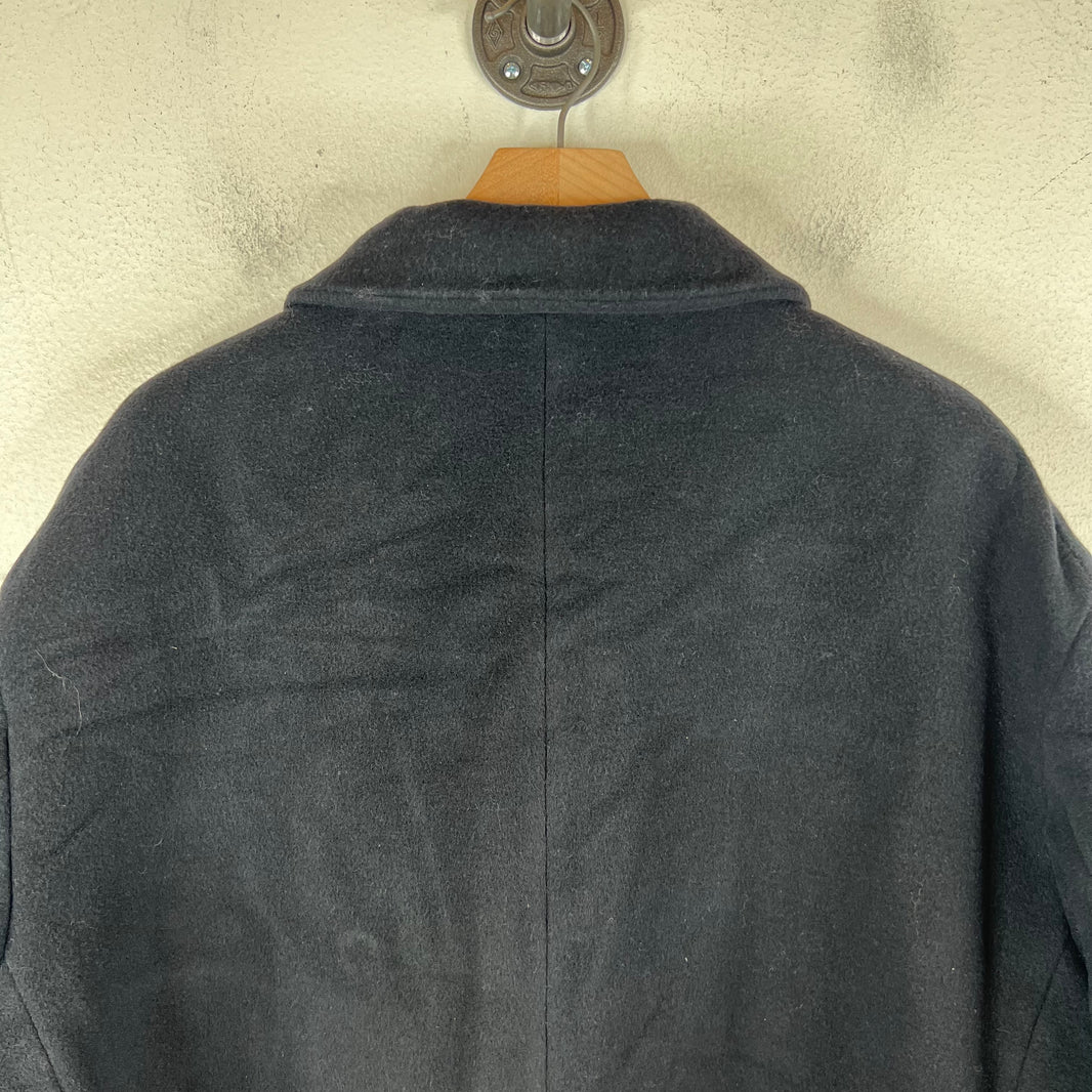Jil Sander Navy Cashmere Blend Double Breasted Peacoat