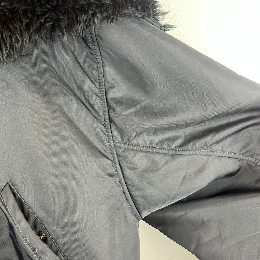 Balenciaga Faux Fur Hooded Bomber Jacket