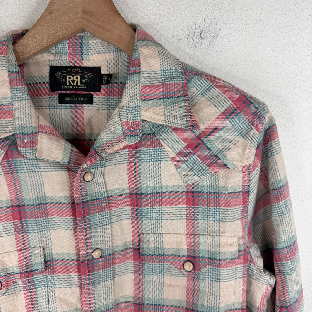 RRL Pink Western Snap Button Flannel