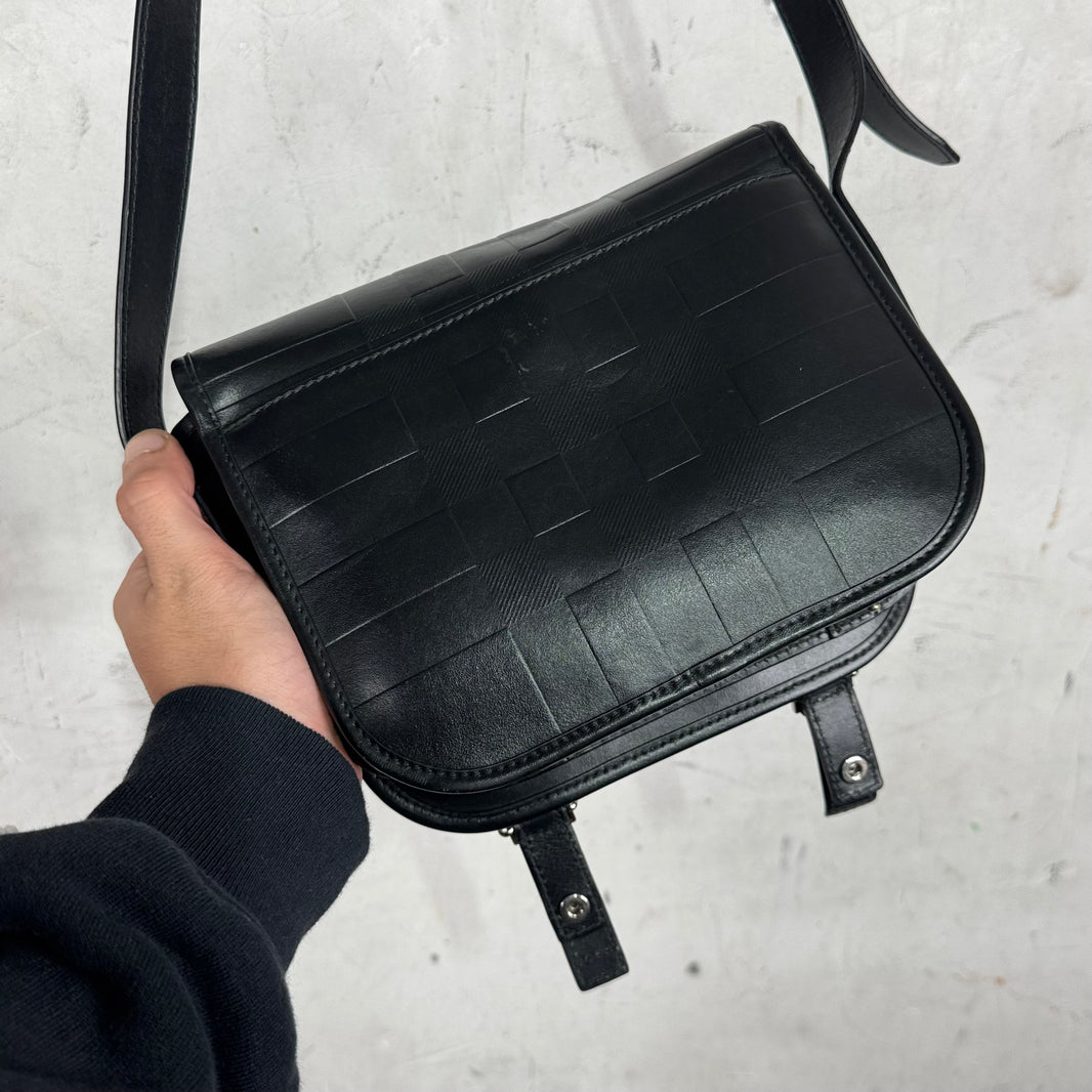 Burberry Embossed Plaid Flap Messenger