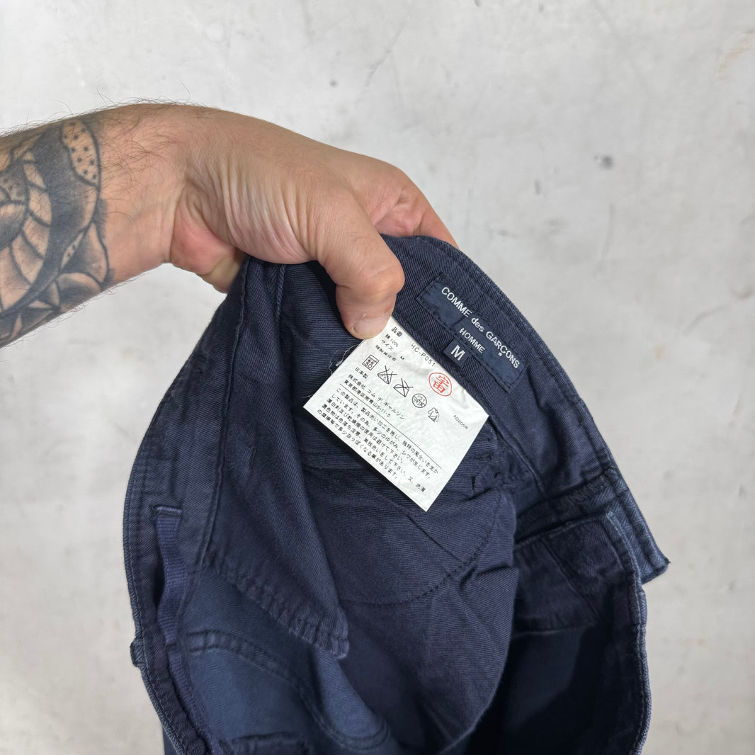 CDG Homme Navy Herringbone Cargos