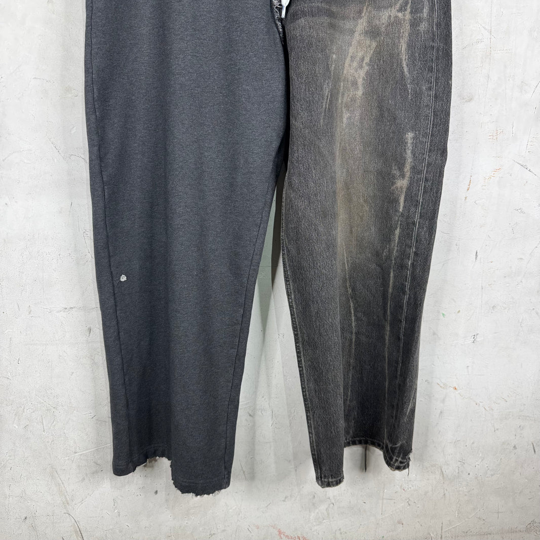 Balenciaga Hybrid Sweatpant/ Denim Drawstring Pants