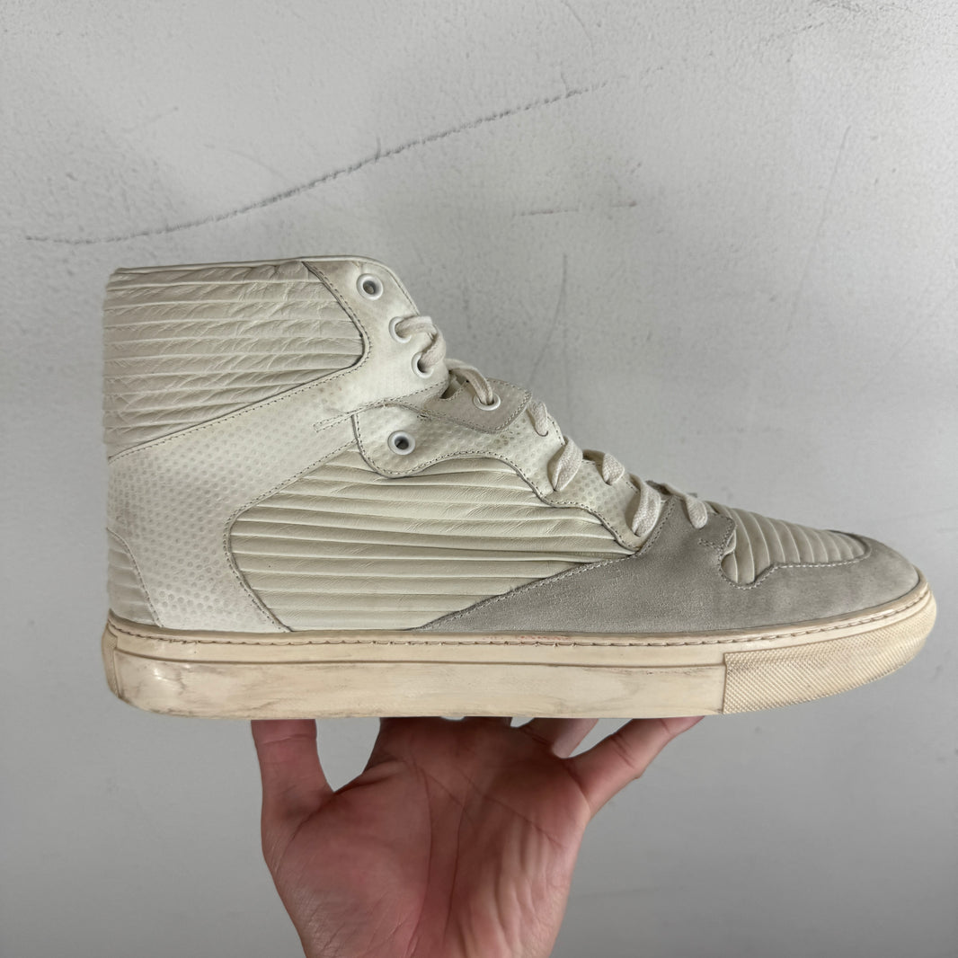 Balenciaga Cotes Pleated White Sneakers