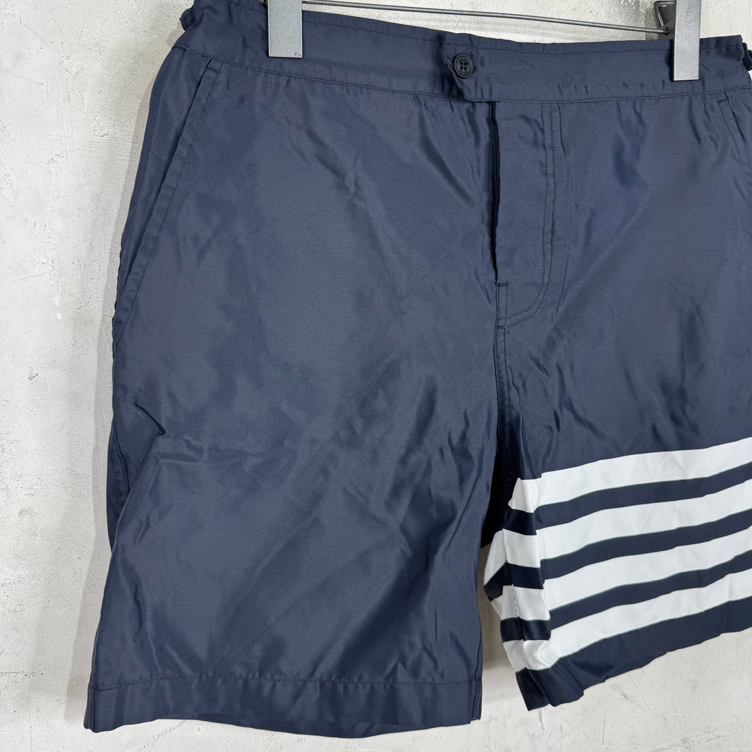 Thom Browne Navy Nylon Striped Shorts