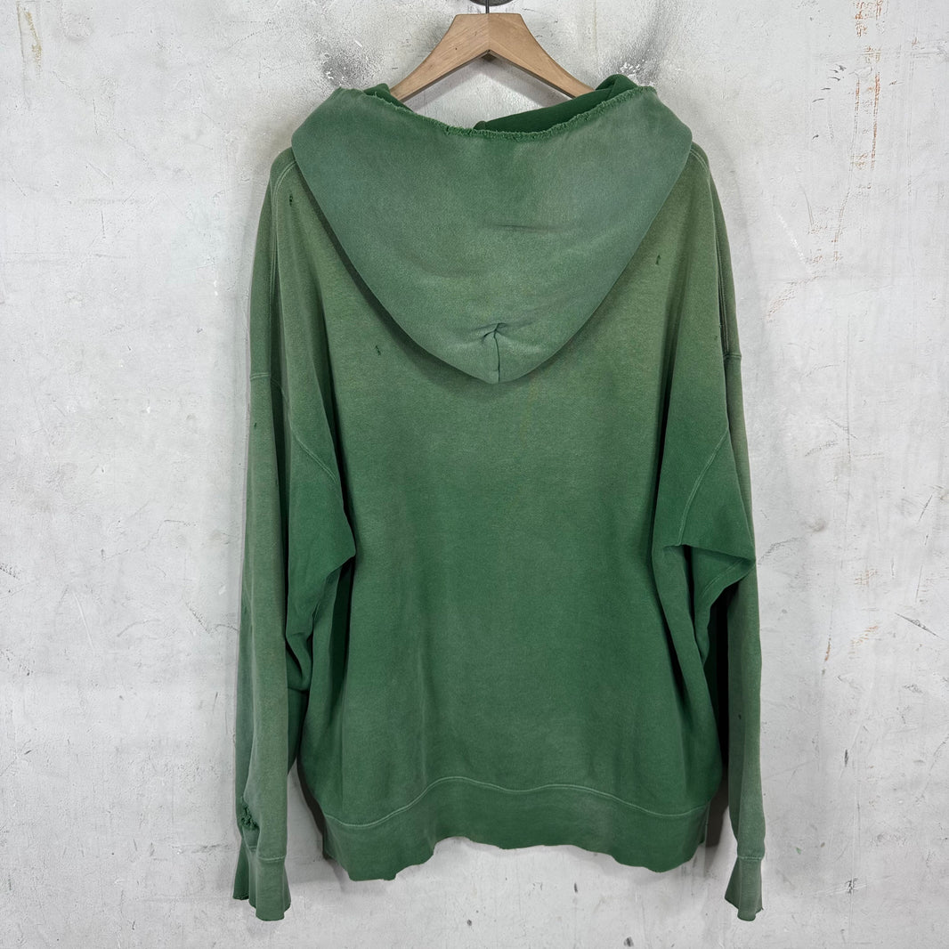 Visvim Green Distressed Jumbo Hoodie
