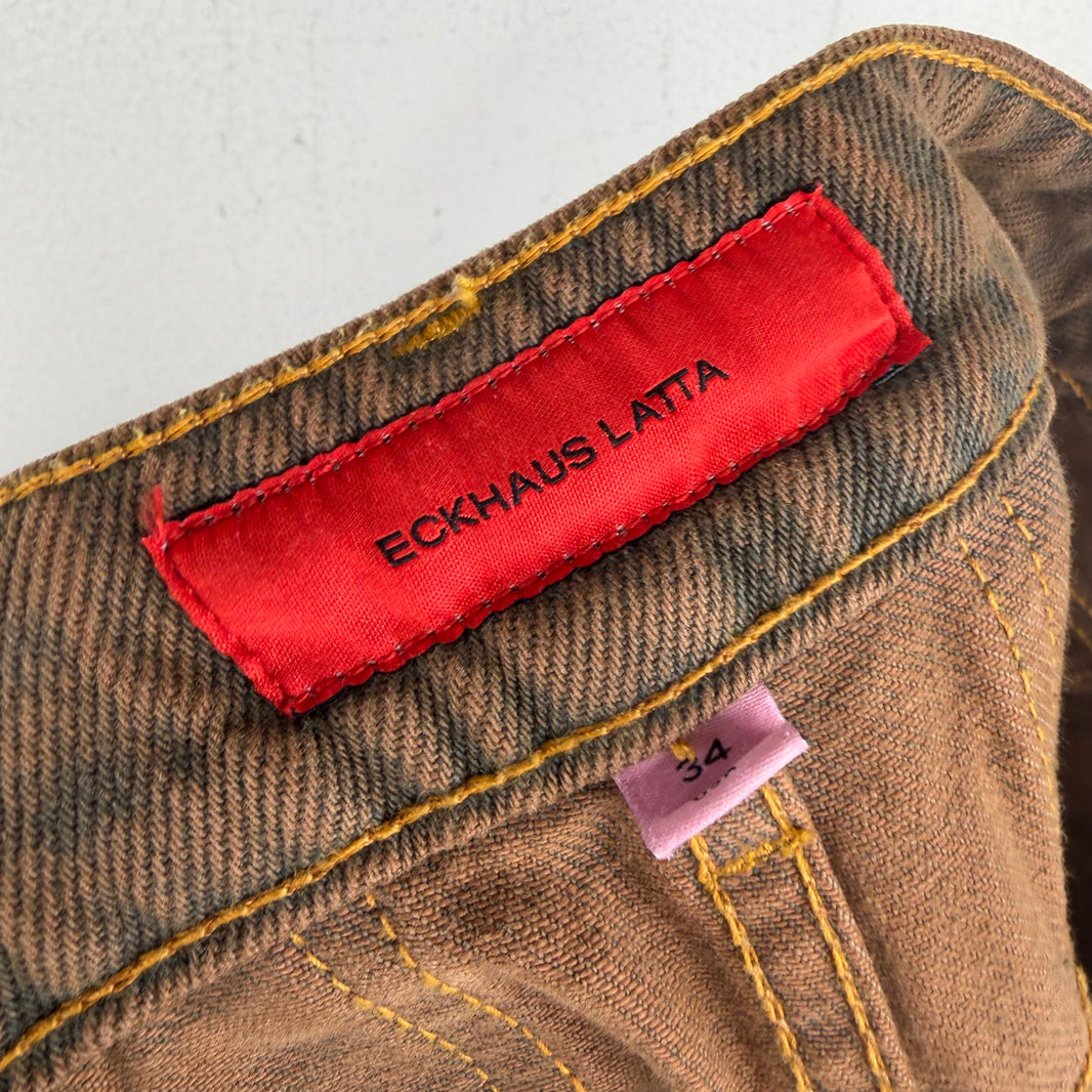 Eckhaus Latta Brown Baggy Square Print Jeans