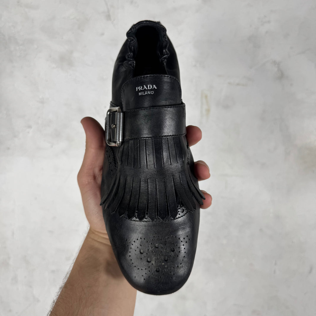 Prada Shuffle Fringed Monk Strap Shoes