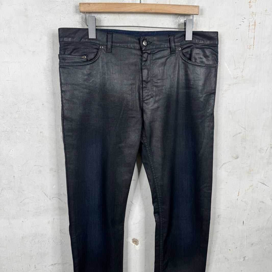 YSL Black Waxed Blue Jeans
