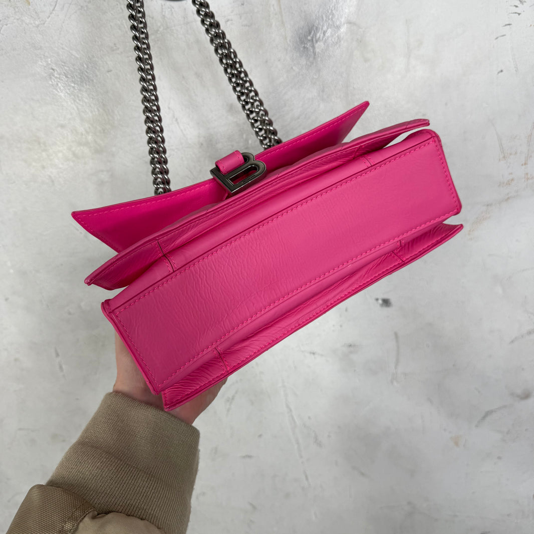 Balenciaga Pink Hourglass Puffy Chained Purse