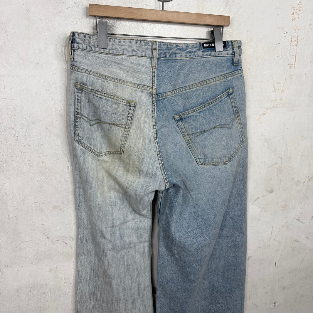 Balenciaga Light Wash Split Drawstring Jeans