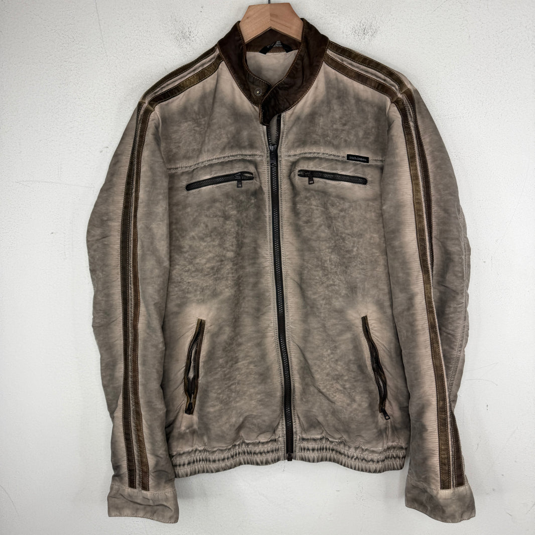 Dolce Gabanna Leather Trim Nylon Racing Jacket