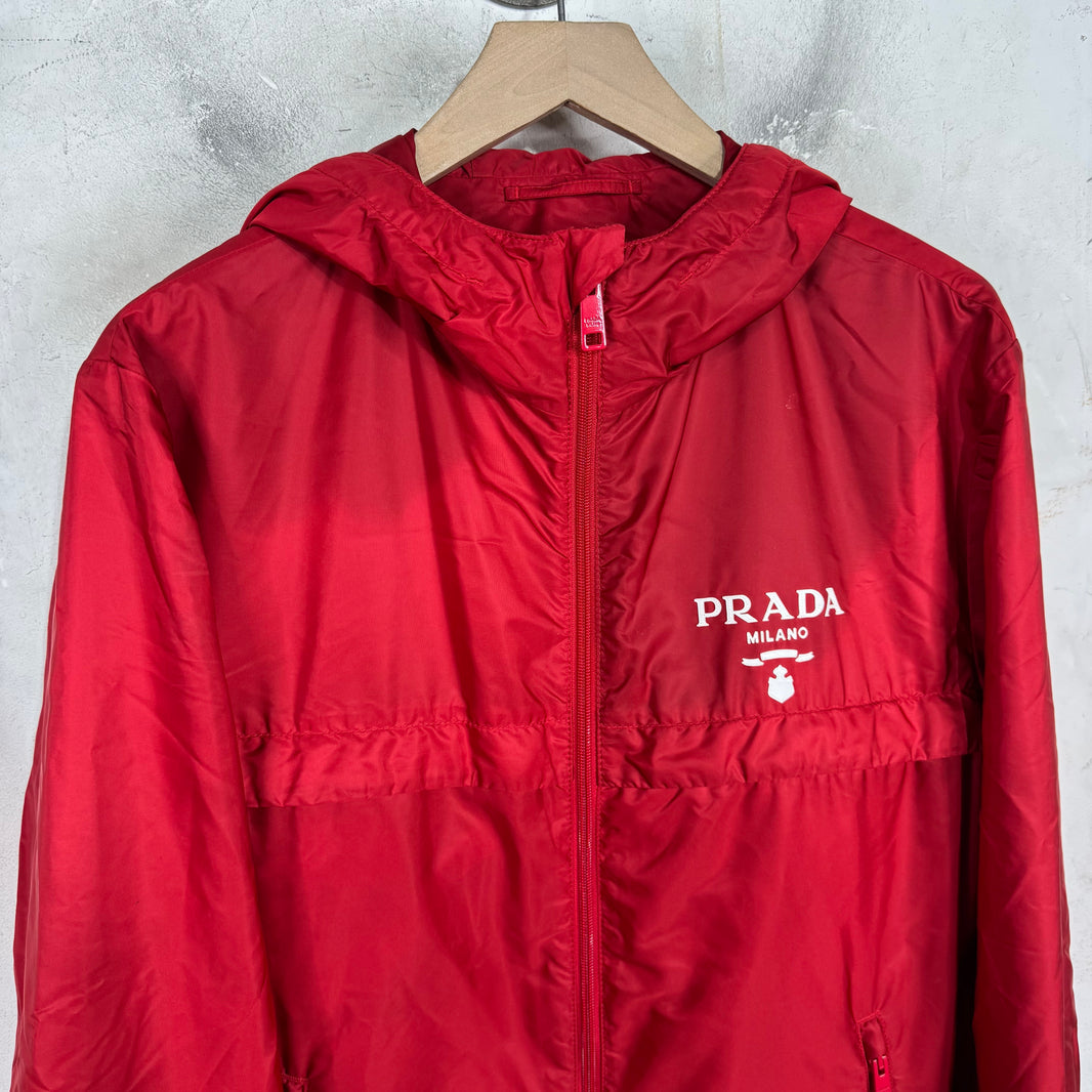 Prada Red Crest Logo Windbreaker