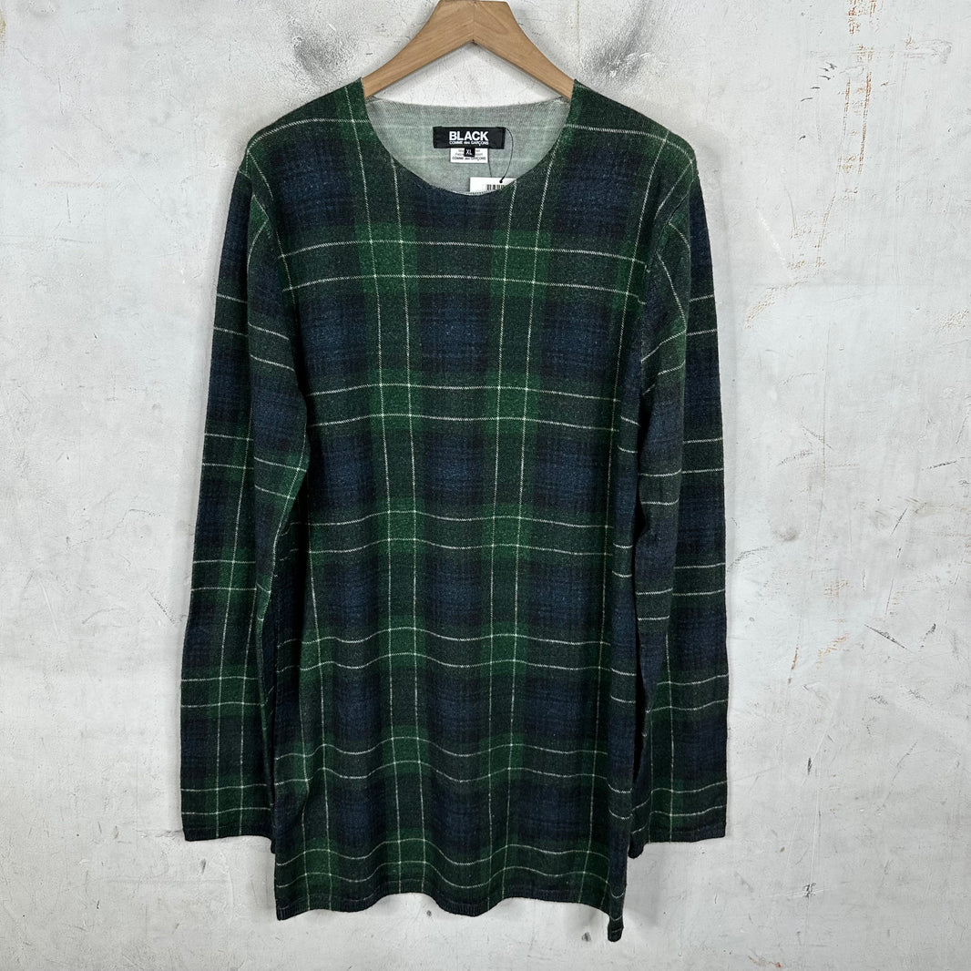 CDG Black Check Wool Sweater