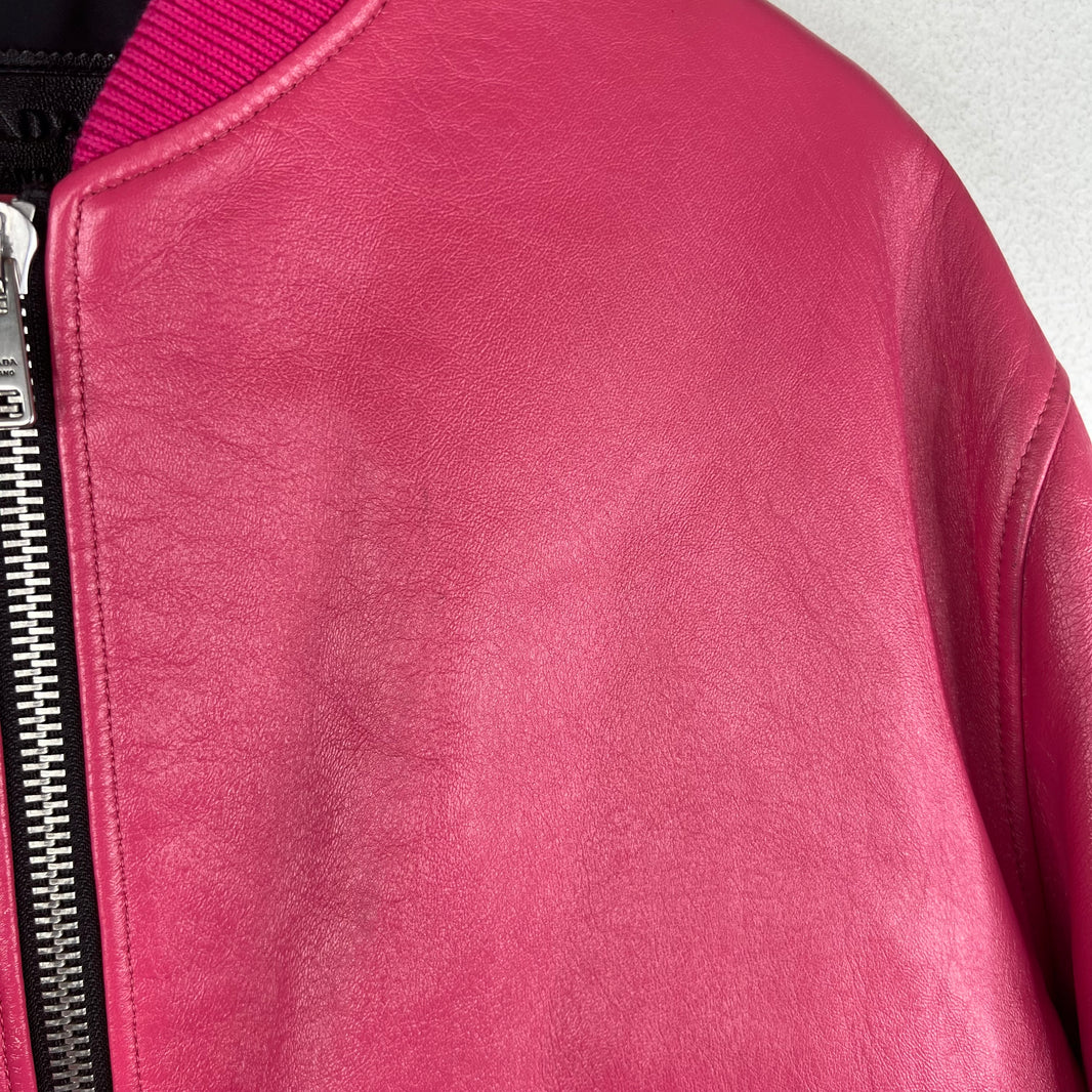 Prada Pink Oversized Nappa Leather Bomber Jacket