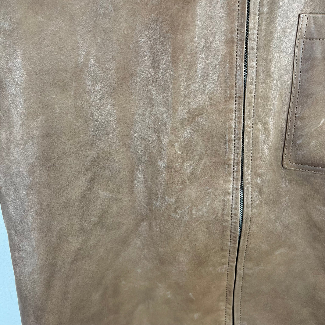 Prada Brown Nappa Lambskin Zip Shirt