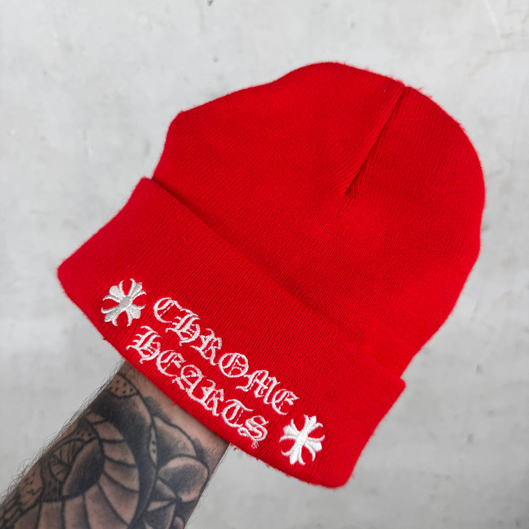 Chrome Hearts Red Logo Beanie