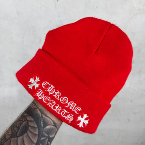 Chrome Hearts Red Logo Beanie