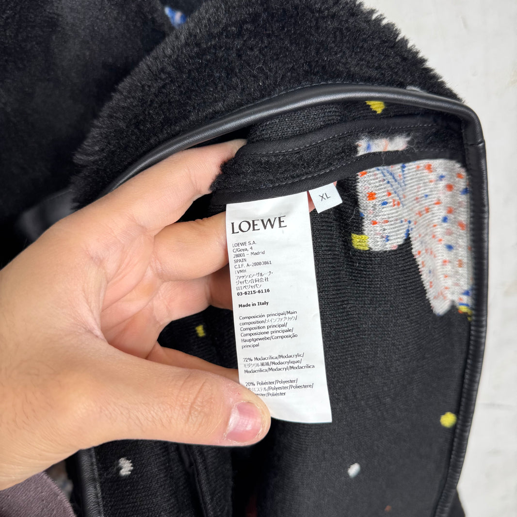 Loewe Ocean Leather/ Fleece Trimmed Jacket