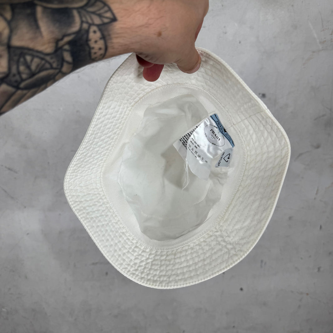 Prada White Renylon Bucket Hat