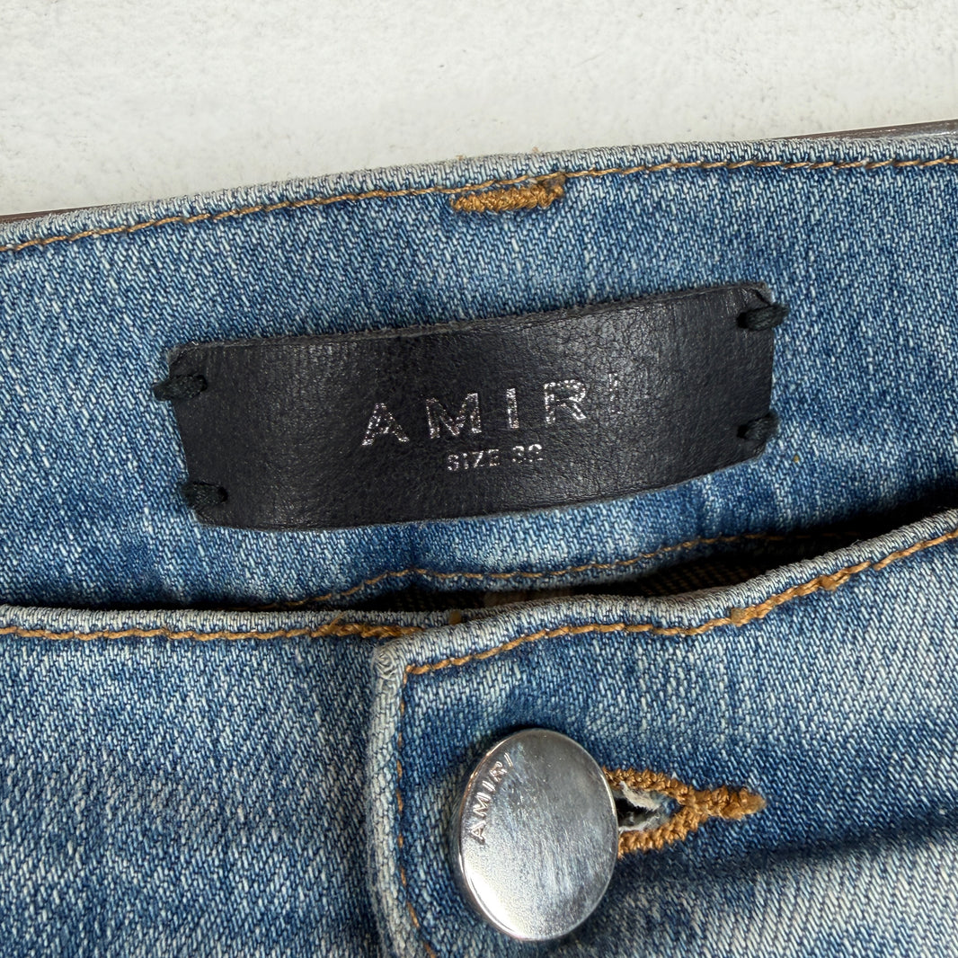 Amiri Distressed Blue Skinny Jeans