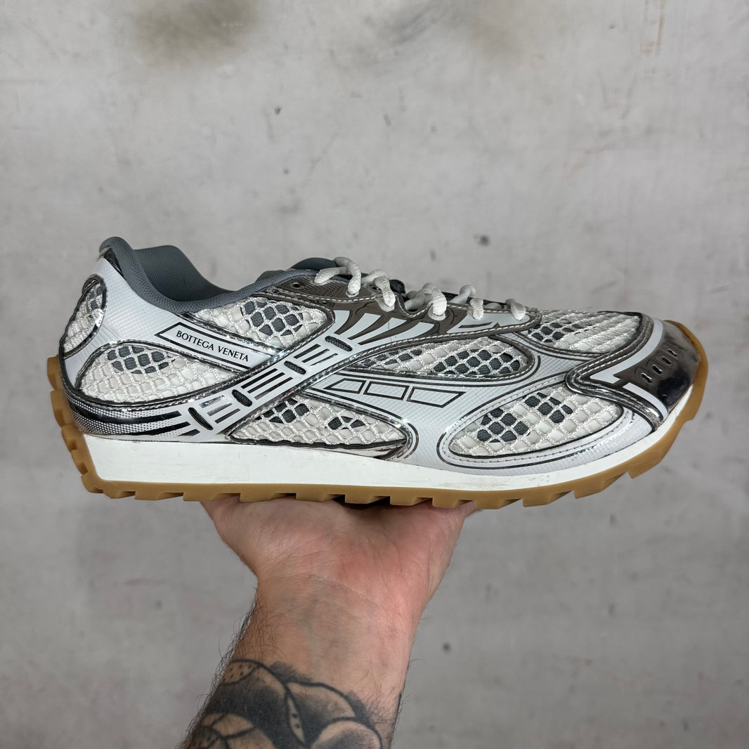 Bottega Veneta Silver Metallic Orbits