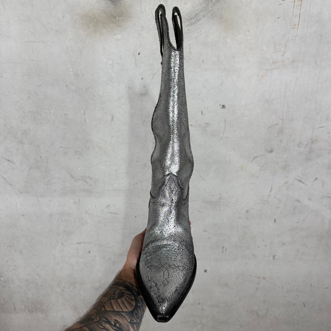 Margiela Cracked Silver Western Boots