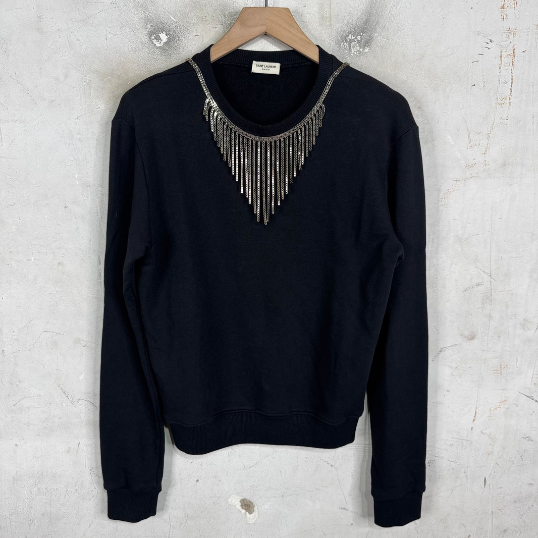 Saint Laurent Chain Embellished Crewneck Sweatshirt