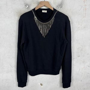 Saint Laurent Chain Embellished Crewneck Sweatshirt