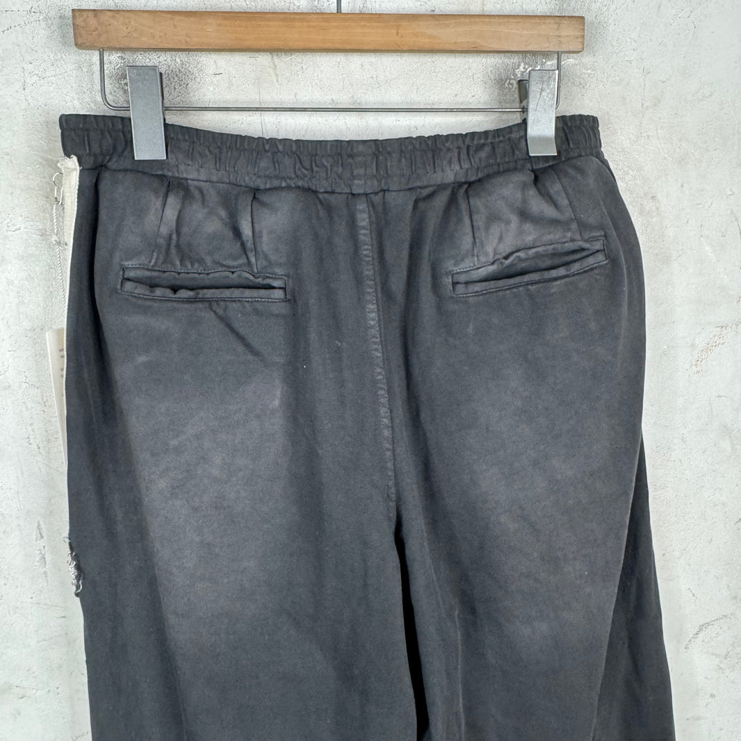 424 Black Stripped Ripped Sweatpants