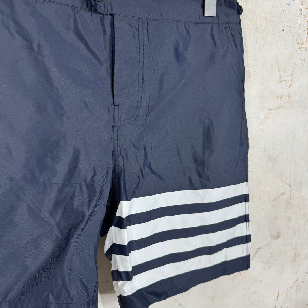 Thom Browne Navy Nylon Striped Shorts