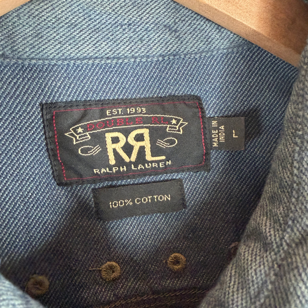 RRL Eye Button Up Blue Shirt