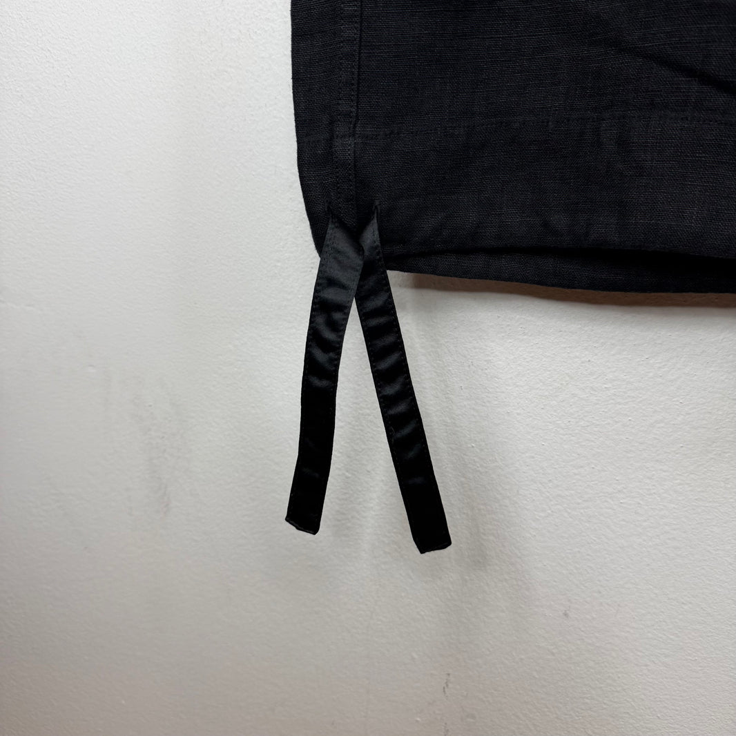 Greg Lauren Black Linen Wide Leg Trousers