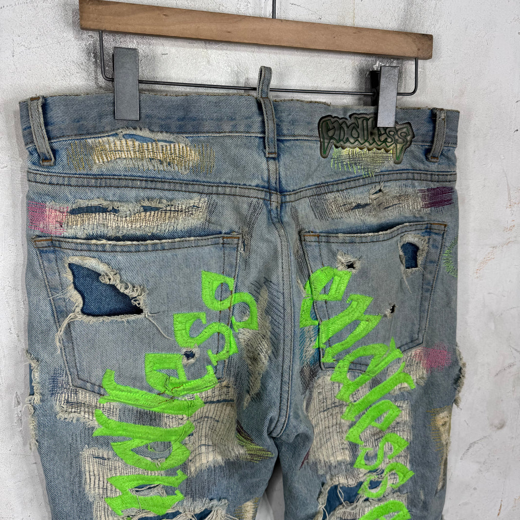 Endless Denim Repaired Back Logo Denim
