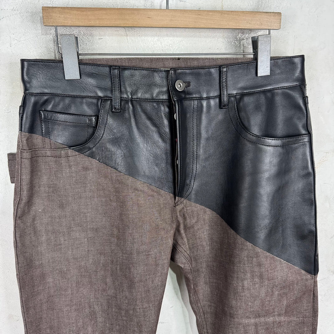 Bottega Veneta 2020 Pre-Spring Leather/Denim Split Pants