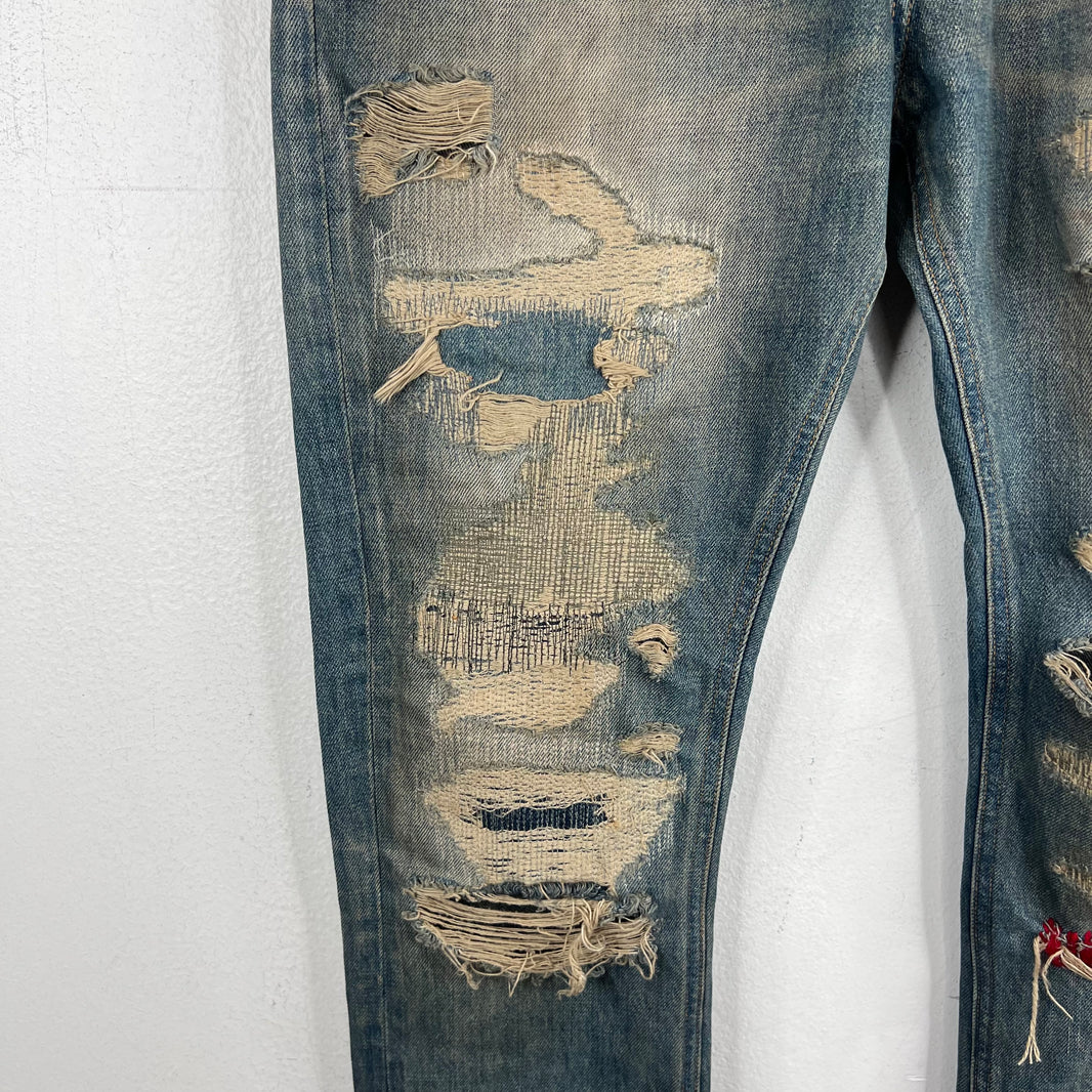 Undercover Red Yarn Distressed 68 Jeans