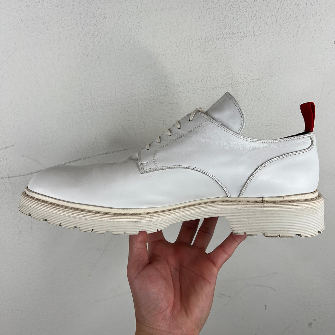 424 White Leather Derbys