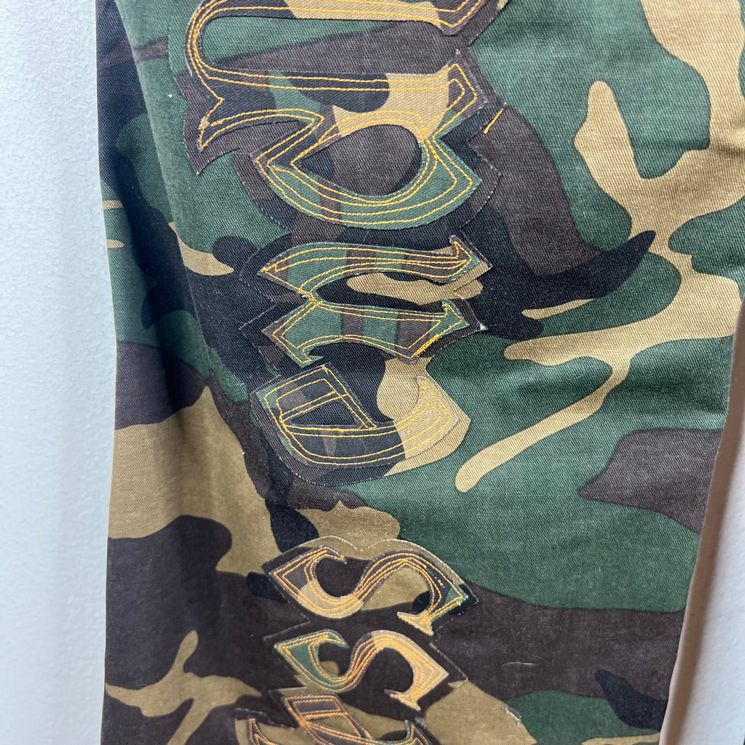 Endless Denim Camo Spellout Trousers