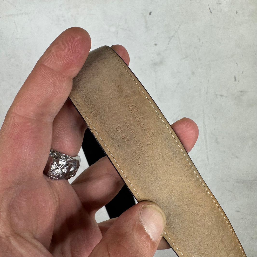 Ferragamo Classic Buckle Black Suede Belt
