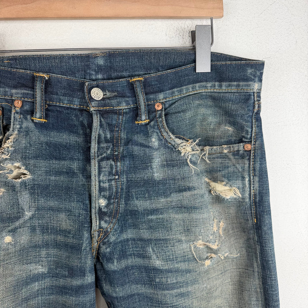 RRL Distressed Slim Fit Jeans
