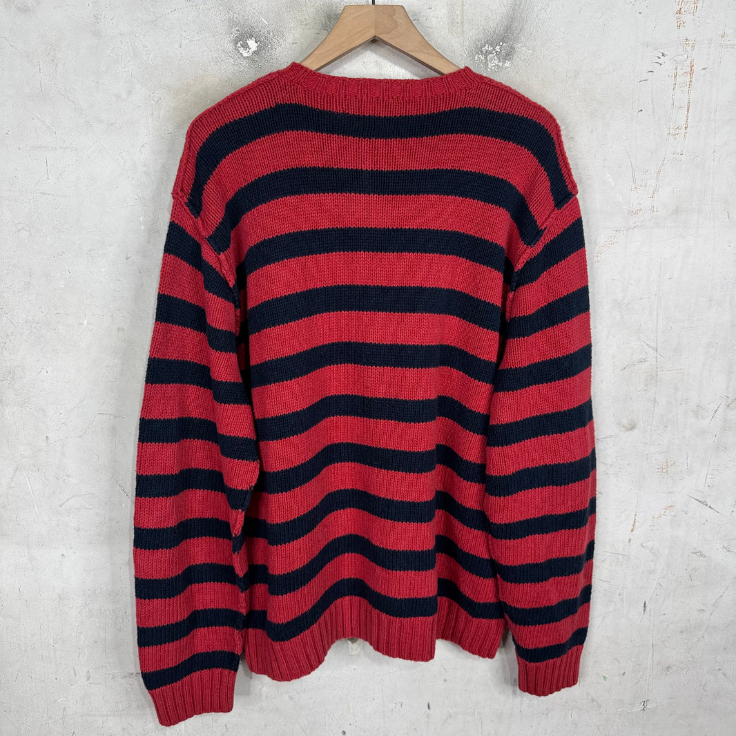 Ralph Lauren Red/Navy Cotton Hand Knit Sweater