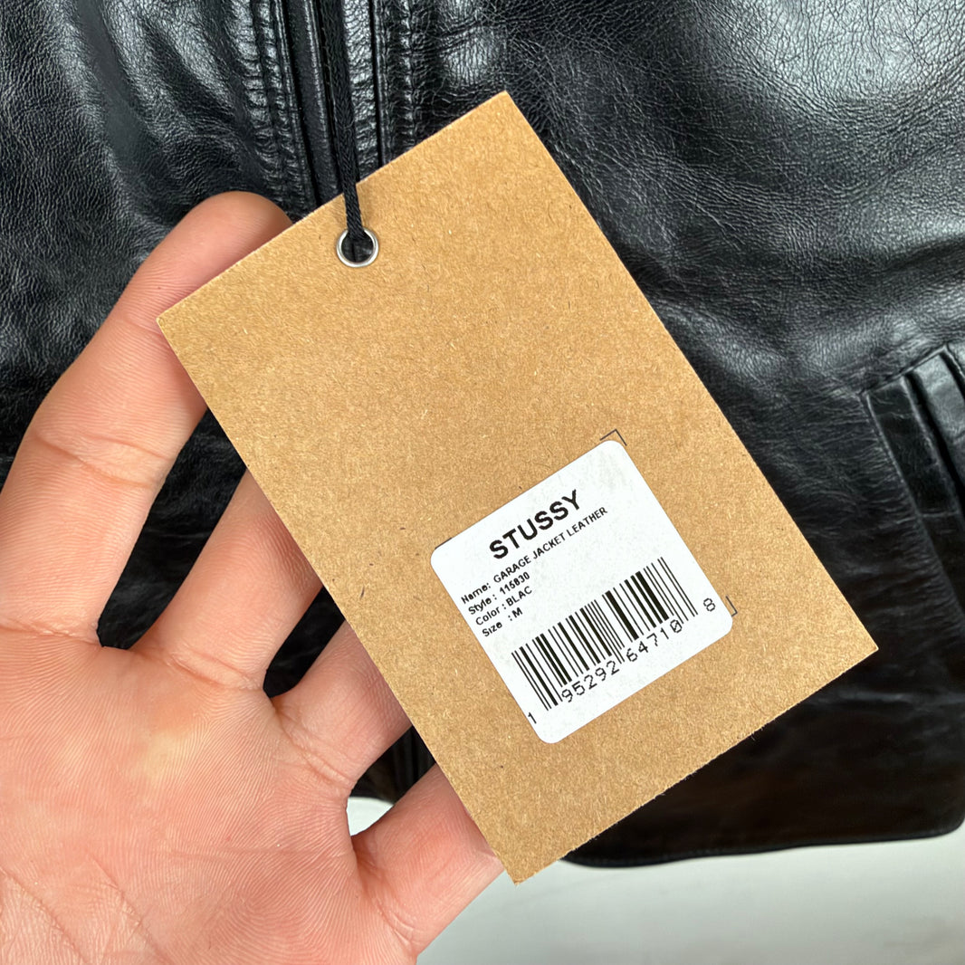 Stussy Black Leather Garage Jacket