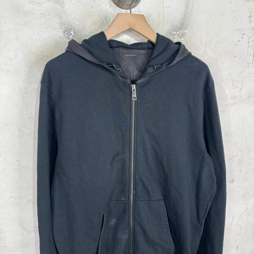Prada Nylon Hooded Zip Hoodie