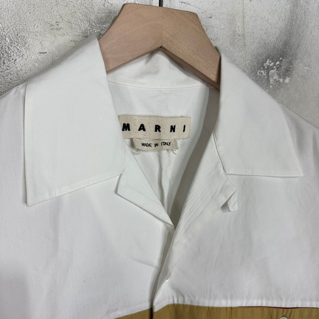 Marni White Striped Pocket S/S Shirt