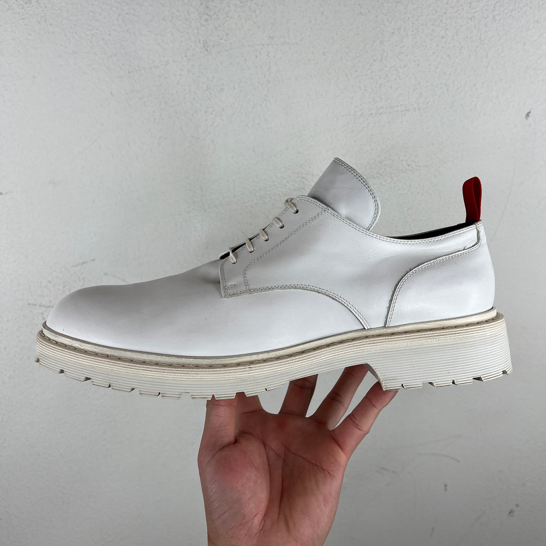 424 White Leather Derbys