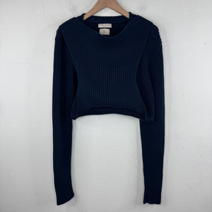 Bottega Veneta Navy Knit Turtleneck Cropped Sweater