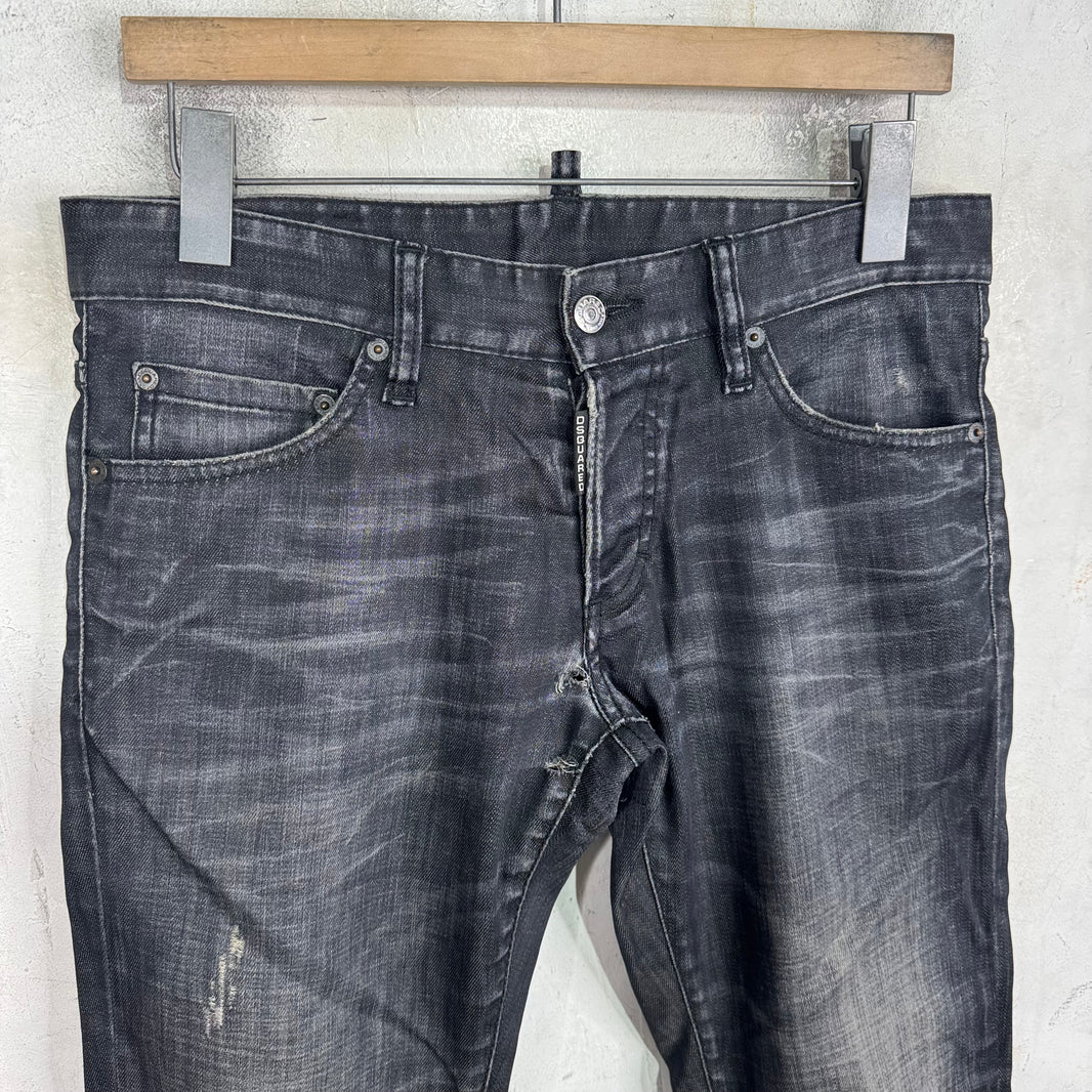 Dsquared Black Slim Repaired Jeans