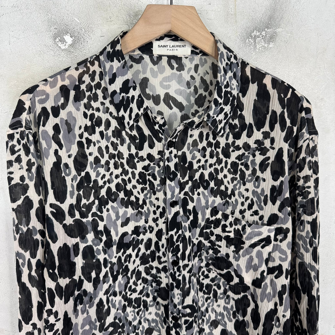 Saint Laurent Cow Silk Pleated Shirt