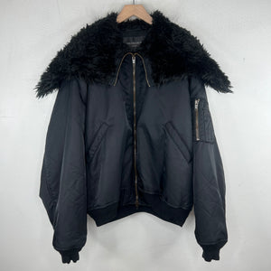 Balenciaga Faux Fur Hooded Bomber Jacket