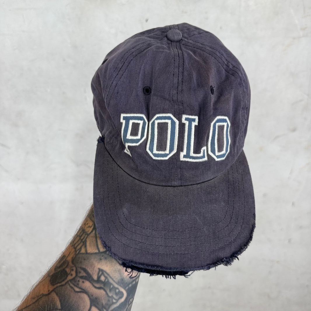 Ralph Lauren Polo Navy  Distressed Fitted Hat