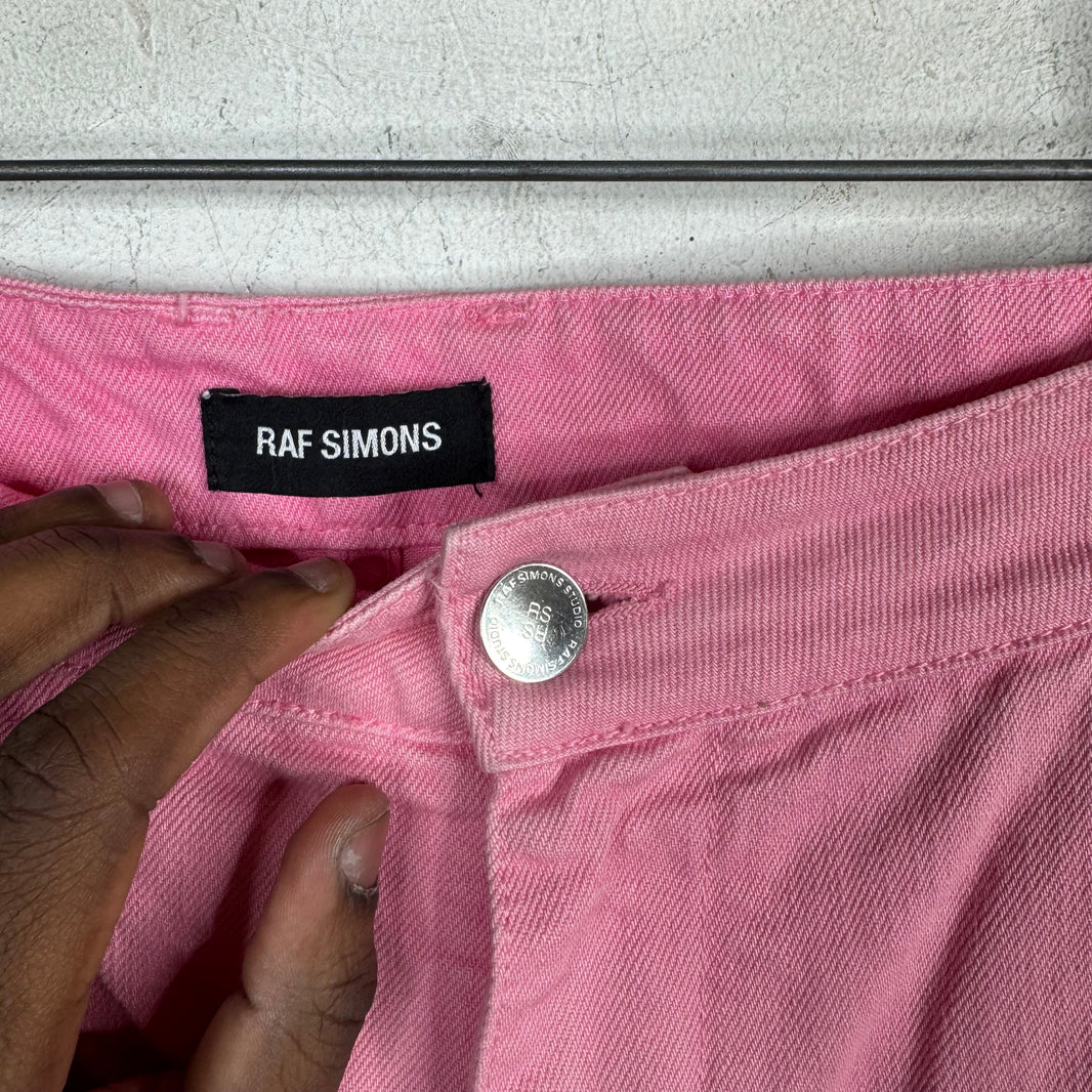 Raf Simons Pink Flared Baggy Double Knee Jeans